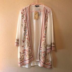 Andree cardigan sweater duster embroidered pastel